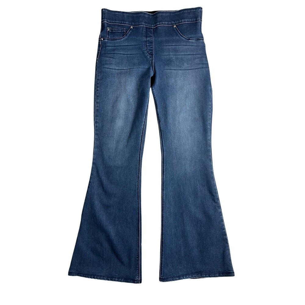 Slim Factor by Investments Mid-Rise Pull-on Flare Jeans  Size M  Slimming Retro